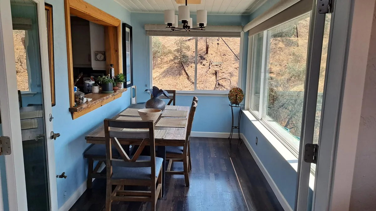 The kitchen and dining area at the residence